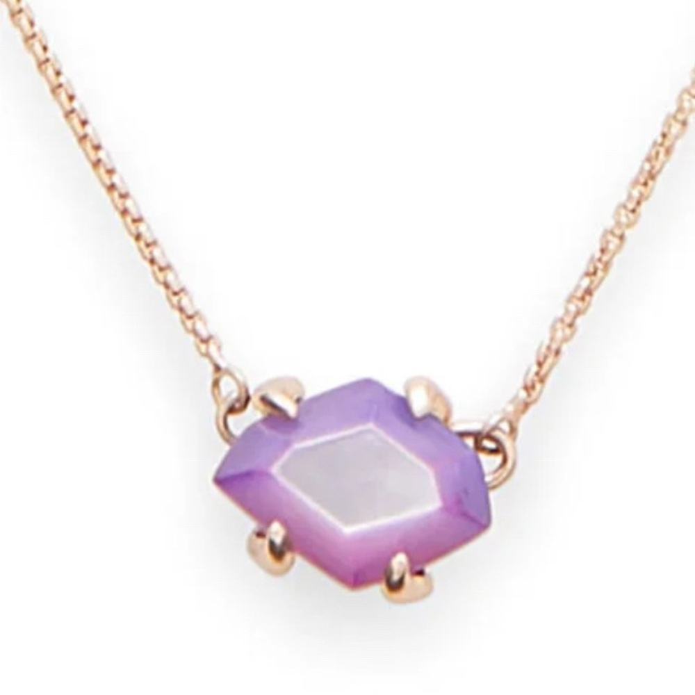Kendra Scott Ethan Necklace- Lilac Mother of Pearl in Rose Gold - Picture 4 of 4